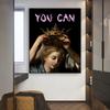 Современный постер с розовыми цитатами, забавный измененный художественный портрет женщины, вы можете холст, живопись, винтажная картина эпохи Возрождения, Декор