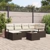 7-Piece Garden Sofa Set with Brown Poly Rattan Cushions, 2-Seater Garden Sofa with Storage and Cushions 3360519