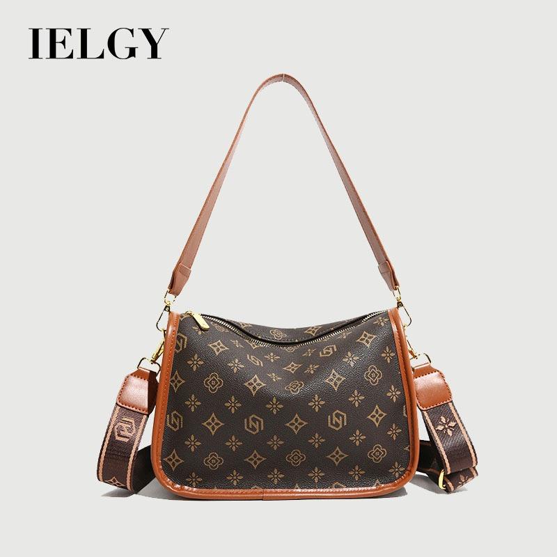 Ielgy Pea Bag European American Retro Printed Crossbody Shoulder Small Square Bag Trendy