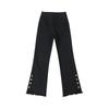 High-Waist Black Plush Flared Pants for Women - Slim-Fitting, Elastic, Avocado Color, Ideal for Autumn/Winter.