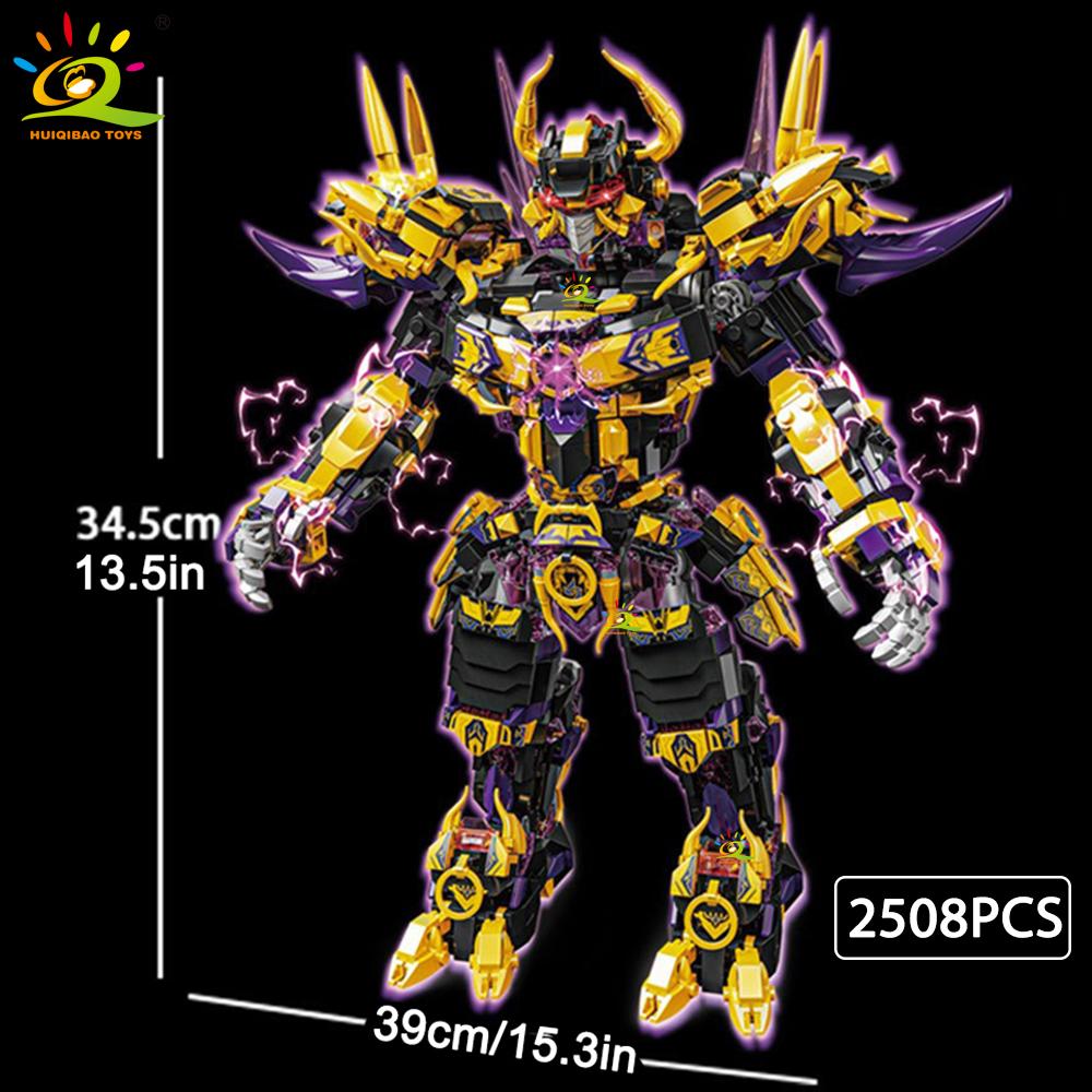 HUIQIBAO Воин Мех Робот Конструктор MOC Шинуазри Экшн-фигурка Кирпич Дети Город Строительство Дисплей Игрушка