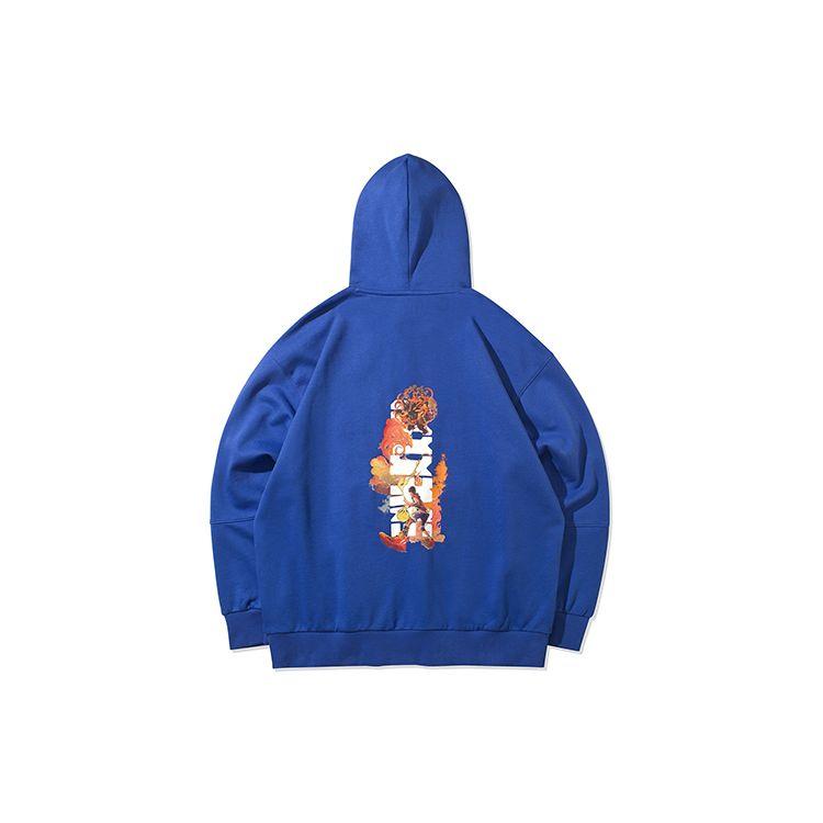 Мужская толстовка с принтом в виде баскетбольной серии Li Ning Badfive, ярко-королевско-синяя AWDR071-3