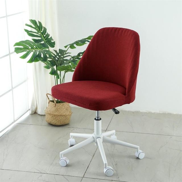 Polar Fleece Stretch Duckbill Chair Cover Curved Back Office Chair Cover Low Back Round Elastic Seat Slipcover Shell Chair Cover