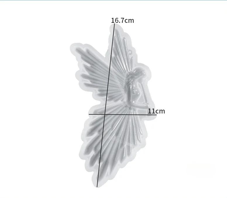 Crystal Drop Glue DIY Angel Mold Handmade Creative Symmetrical Left and Right Blowing Flute Wings Fairy Mirror Silicone Mold