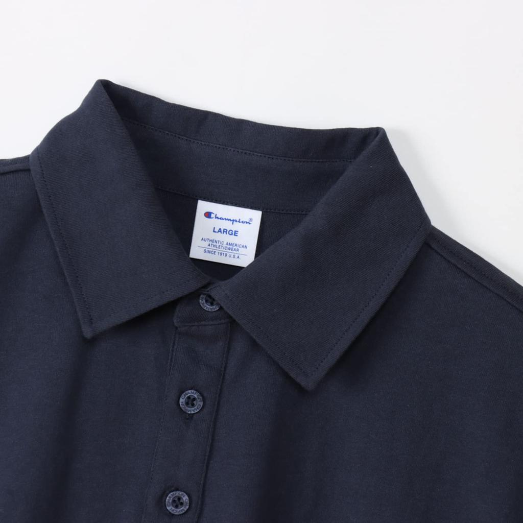 Мужская базовая рубашка поло Champion с вышитым логотипом, темно-синяя, размер XL, 100% хлопок, короткий рукав, эксклюзив Amazon.co.jp, C3-X361Z
