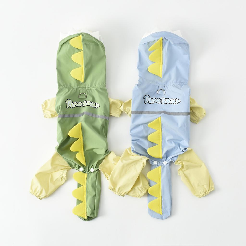Dinosaur Print Waterproof Dog Raincoat for Medium to Large Dogs 4 Legs Exposed Pet Rain Jacket Teddy Golden Retriever Dog Clothe