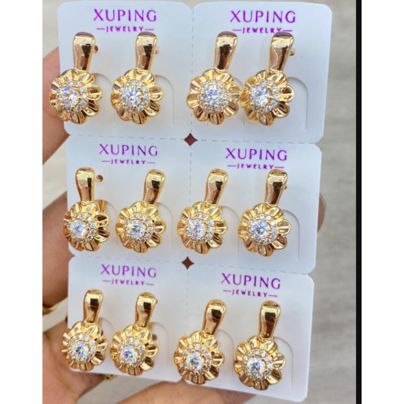 Ювелирные изделия Xuping, серьги-гвоздики, серьги-клипсы из сплава с покрытием k-цвета, с мульти-цирконами, в европейском и американском стиле, модные и универсальные серьги.