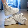 Muffin Platform Casual Board Shoes Women's New Small Height Increase 5CM Fashionable Versatile Age-reducing White Shoes