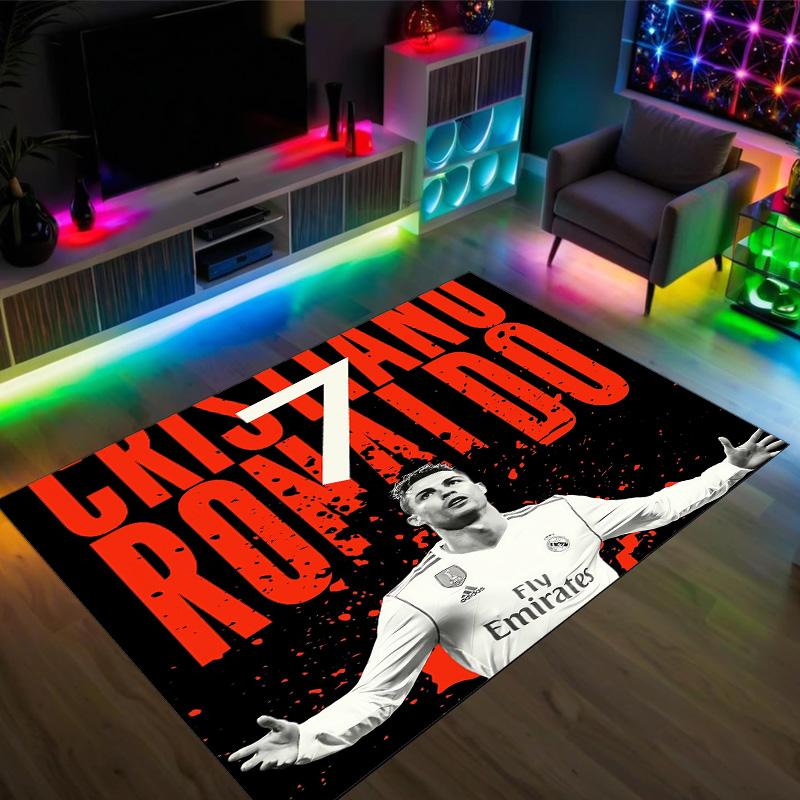Cristiano Ronaldo Design Crystal Velvet Carpet Cozy Non?Slip Printed Rug For Bedroom Living Room Entrance