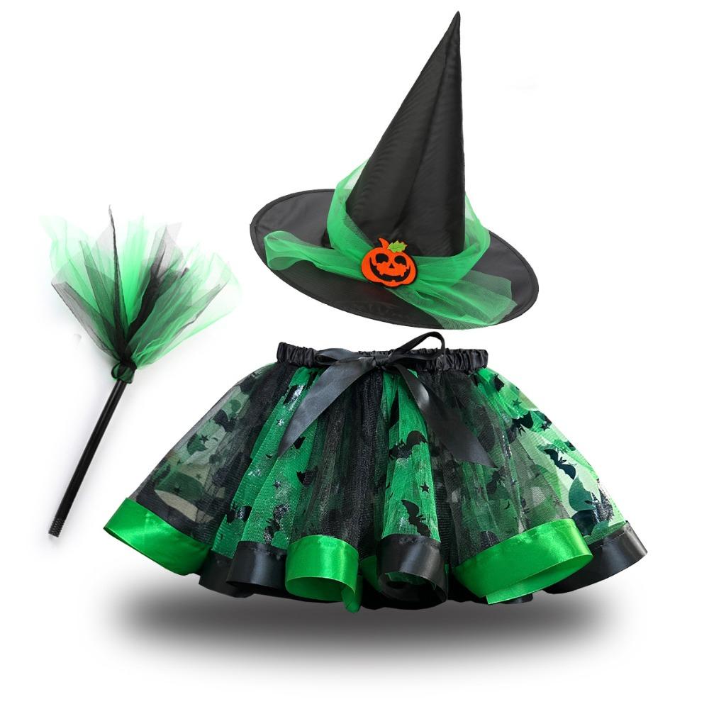 Wand Kids Halloween Costume with Hat Halloween Children's Witch Dress Halloween Decoration