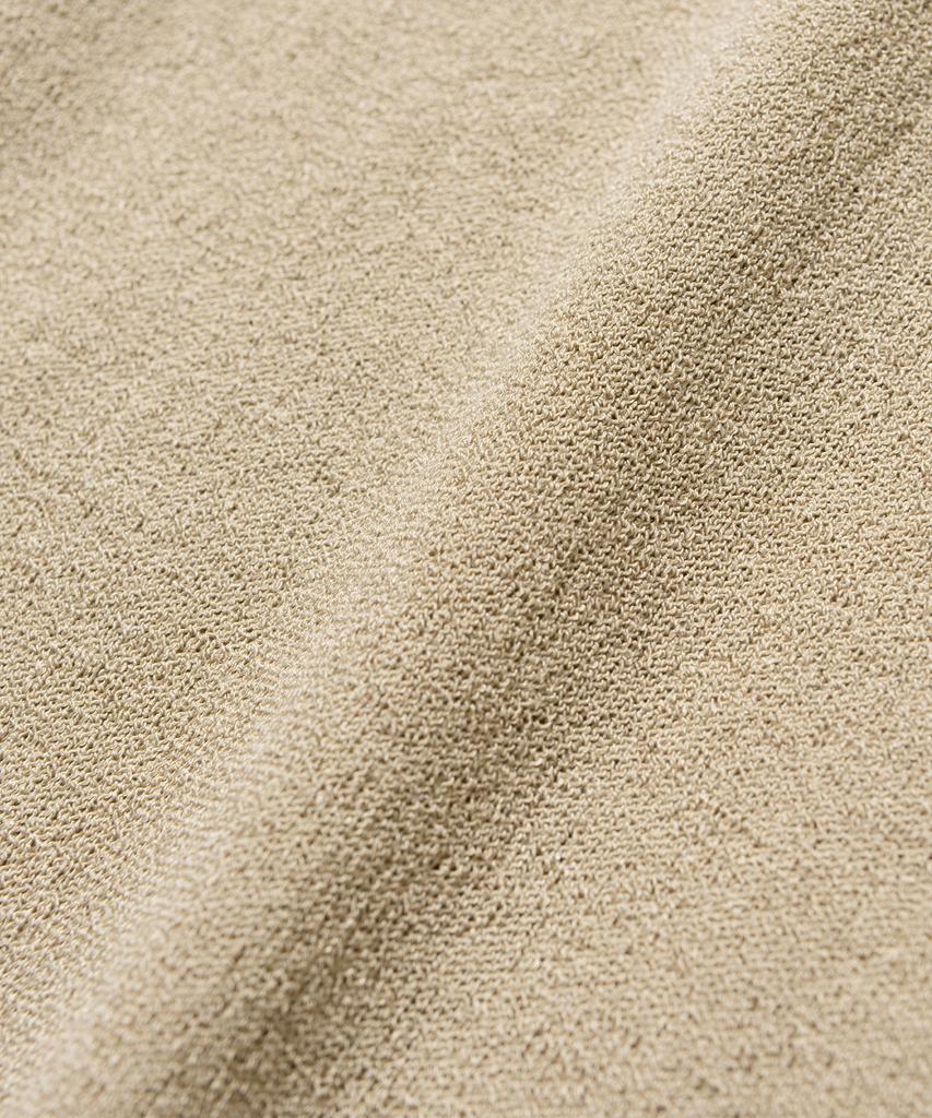 KNITTED Cool Summer Essential Open Collar Knit Tee Beige