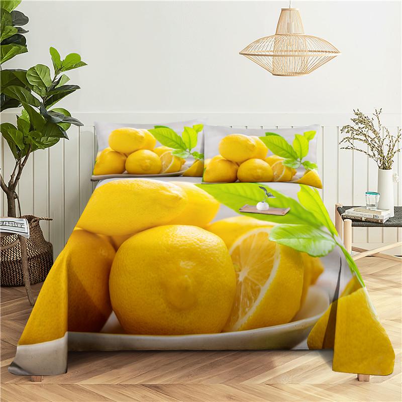 Комплект постельного белья Fresh Fruit 0.9/1.2/1.5/1.8/2.0m с цифровой печатью из полиэстера и наволочкой