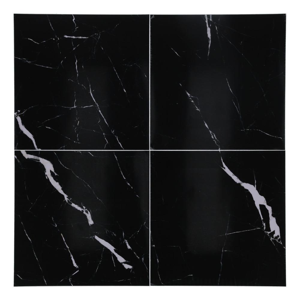 4Pcs Black (Dark Coffee) Self Adhesive Floor Decals Marble Tile Stickers  for Stairs