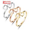 Luxury Gold Titanium Steel Love Heart Ring for Women - Non-fading Light Jewelry