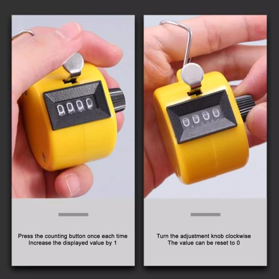 Ручной счетчик с 4-значным числом, счетчик-кликер для тренировок, вязания, рыбалки, гольфа, спортивных мероприятий, ручной механический счетчик шагов