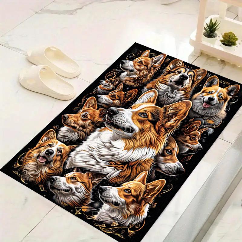 Bishons Corgi Carpet Rug for Living Room Bedroom Home Sofa Decoration,Kids play Non-slip Floor Mat
