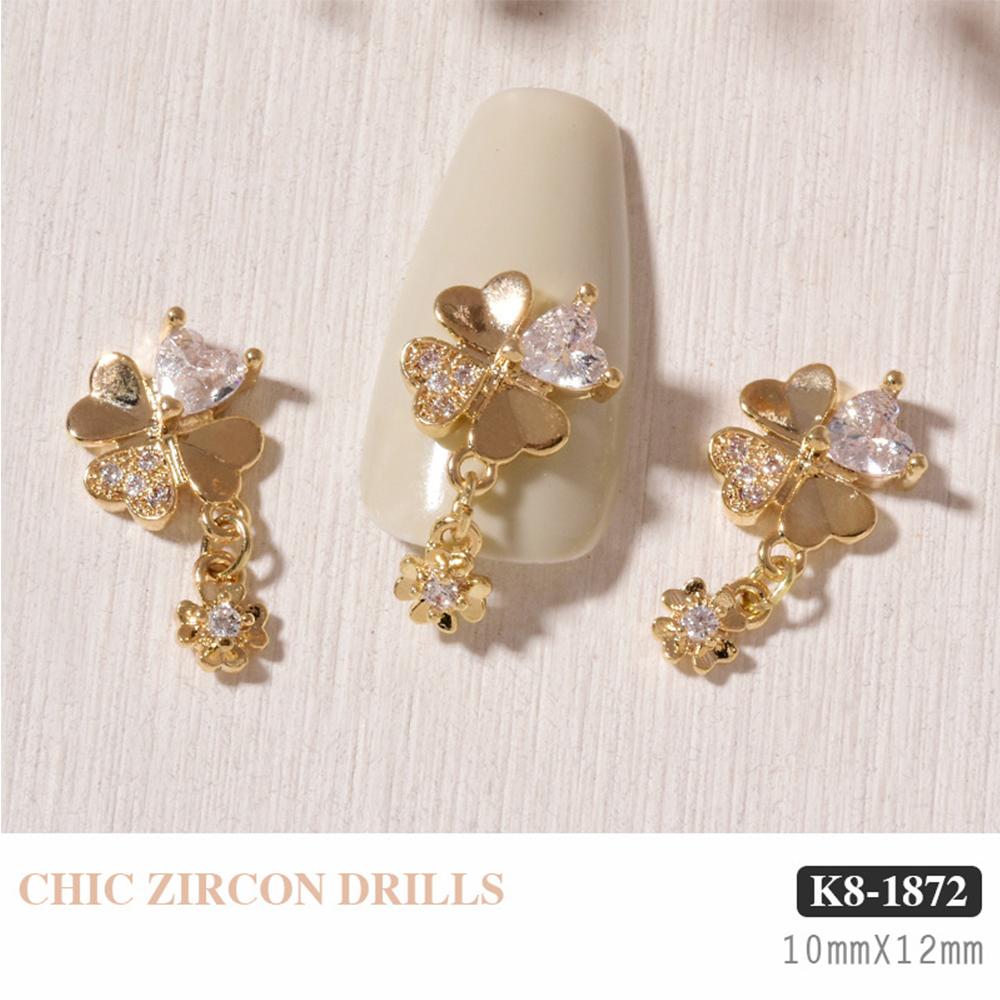 Pearl Opal Charms Nail Art Decorations Nail Rhinestones Crystal Pendant Chain Nail Art Jewelry