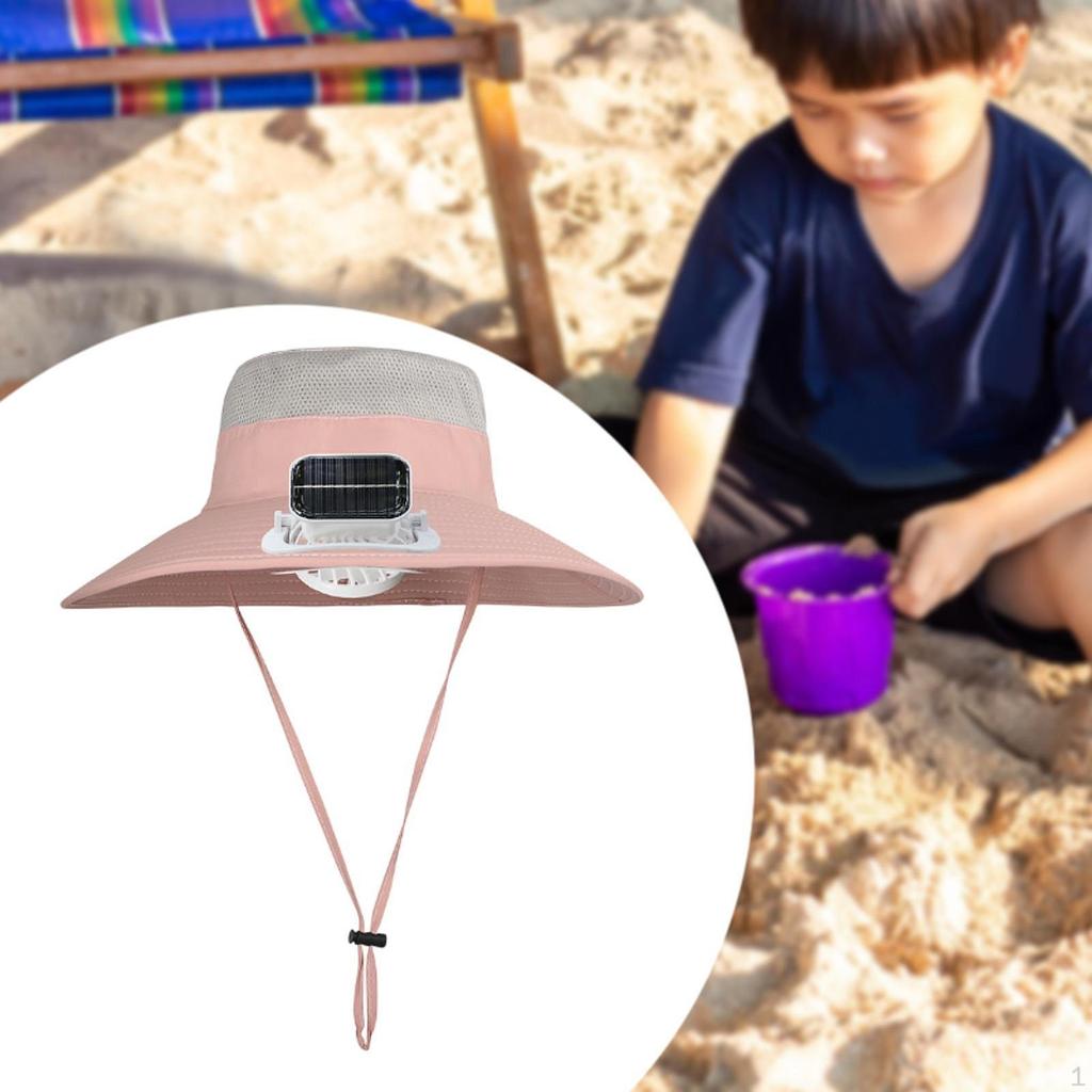 Children Outdoor Fan Hat Solar Powered Rechargeable Multipurpose Wide Brim for Farming Fishing
