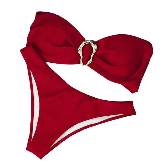 Женский комплект бикини с металлическим кольцом и высокой талией, двухсекционный купальник, сексуальный купальник с вырезом на шее для пляжной вечеринки