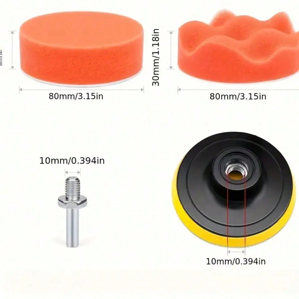 3 Inch Car Polishing Sponge Pad Kit, 11/22Pcs Buffing Pads with Drill Adapter for Auto Motorcycle Waxing & Scratch Removal