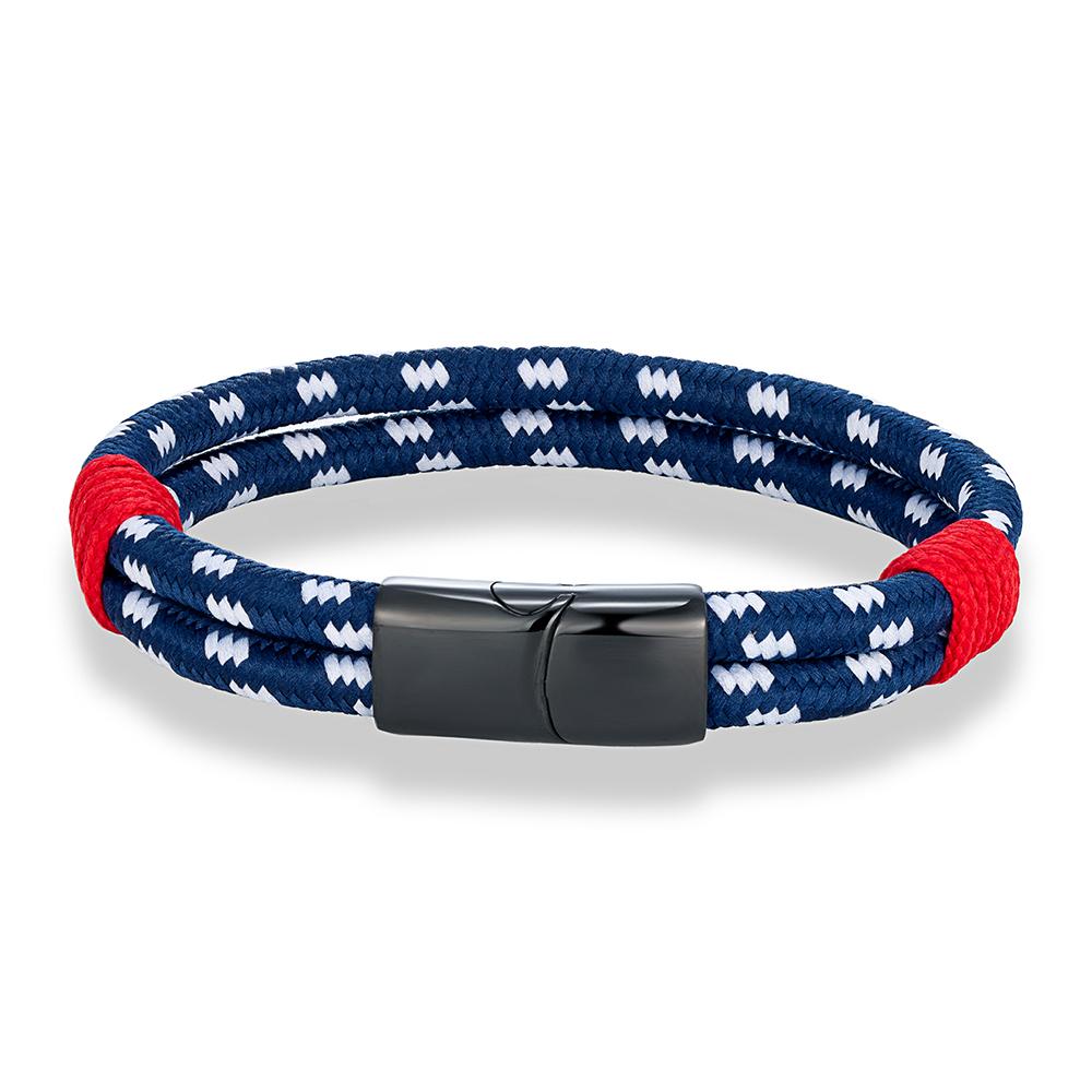 Black Stainless Steel Nautical Rope Bracelet Men Women Handmade Woven Double-Layer Design Couple Jewelry Gifts