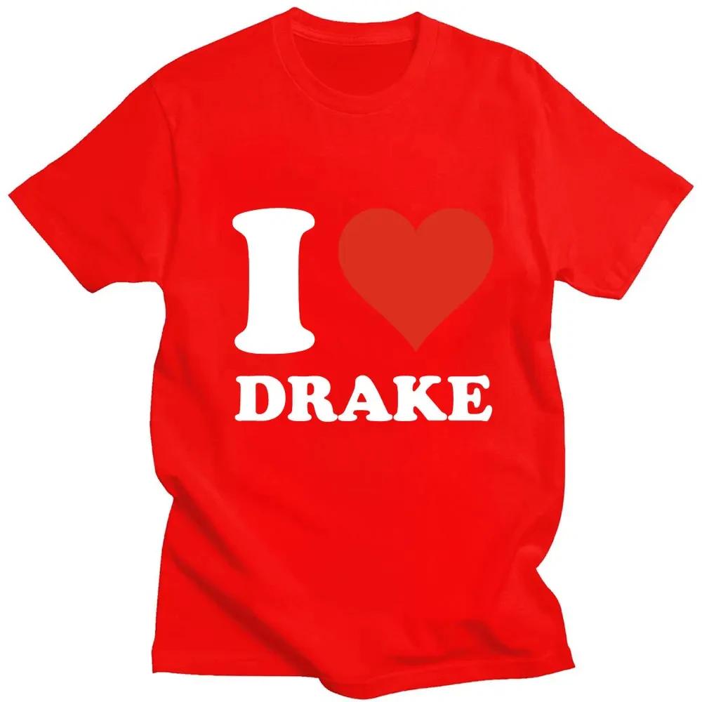 Футболки с принтом «I Love Drake Graphics» из хлопка унисекс для женщин в стиле хип-хоп с коротким рукавом, свободные футболки унисекс в стиле Харадзюку, топы, одежда