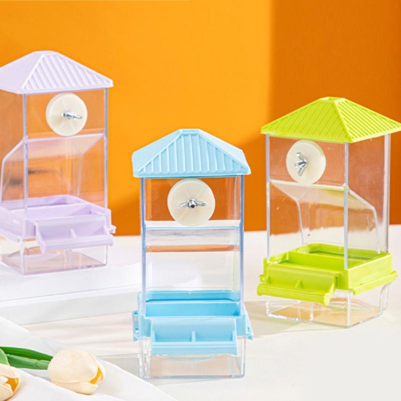 Automatic Bird Food Dispenser Container Hanging Parrots Feeder for Parakeets and Small Bird with Transparent Design