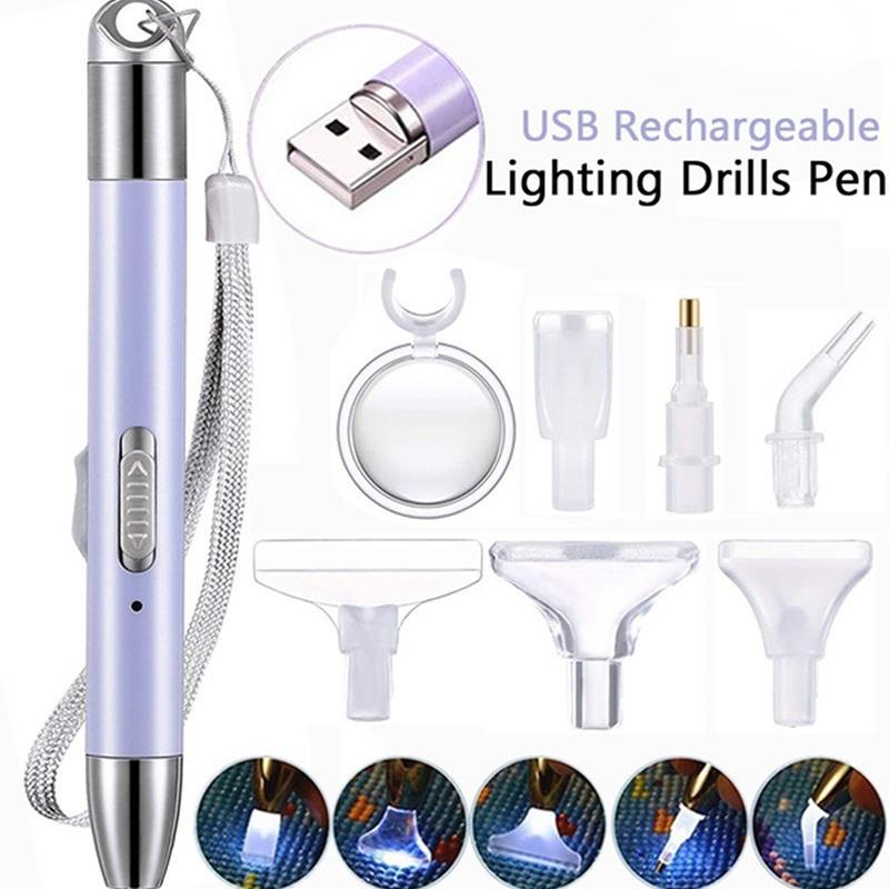 USB Rechargeable Lighting Point Drill Pen for 5D Diamond Painting DIY Tools Pen Diamond Embroidery