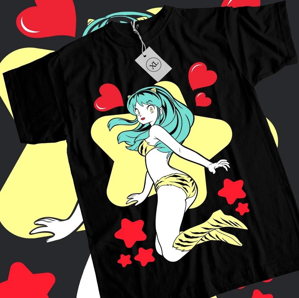 Футболка Lum Urusei Yatsura Darling No Baka Girl Kawai Аниме Девушка Черная