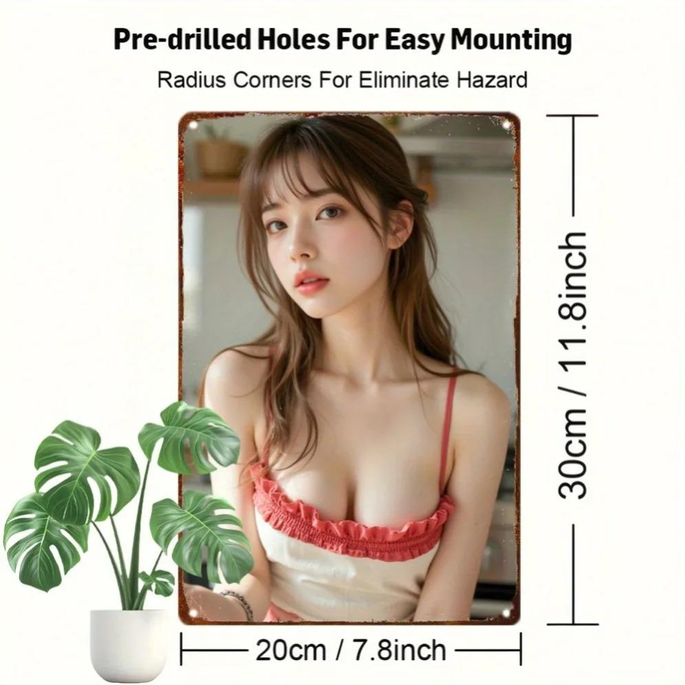 Металлический настенный декор Аниме Девушка Ретро Домашний Декор для Комнаты Гаража Кафе Праздничный Подарок