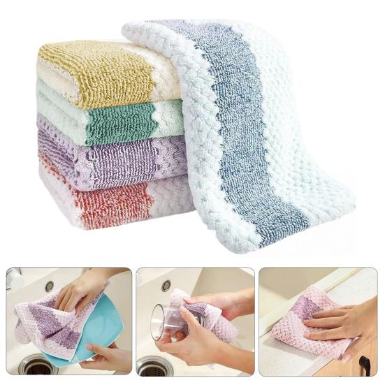 5Pcs/Set Kitchen Towels Super Soft Absorbent Coral Velvet Towels Random Colors Gentle
