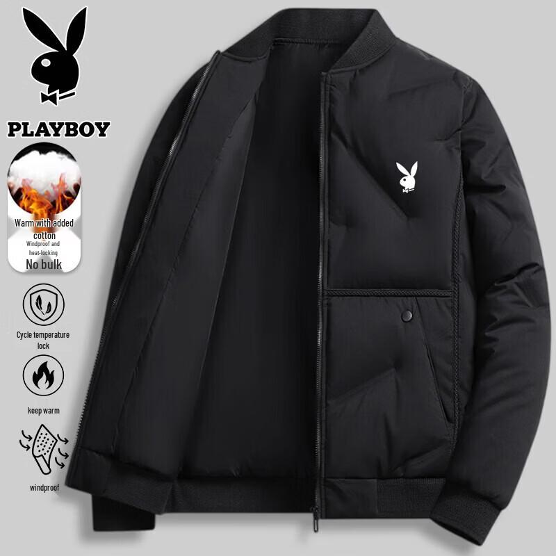 PLAYBOY Men's Winter Baseball Collar Quilted Jacket