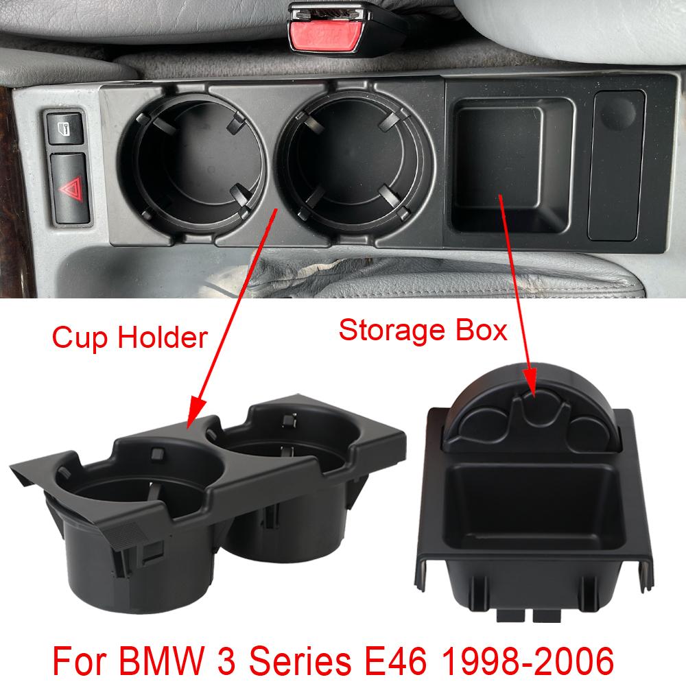 Для 1999-2006 BMW E46 3 серии с двойным отверстием, передняя центральная консоль, лоток для хранения монет, подстаканники для напитков