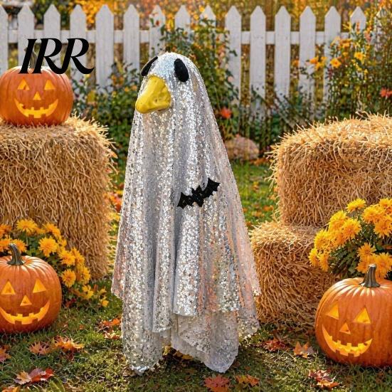 Ghost Costume for Porch Goose Halloween Costume, Outfit Outdoor Lawn Decorative Clothing Decor, Spooky Holiday Garden Statue Clothing, Funny