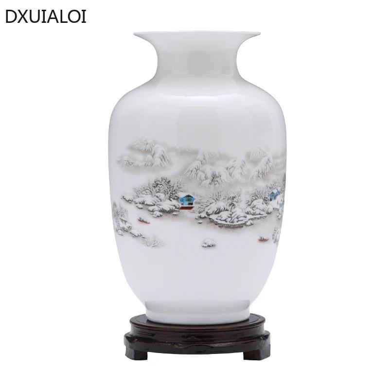 Jingdezhen Ceramic Vase Home Decoration Accessories Desktop Ornament Living Room Flower Planter Chinese Style Ceramic Crafts