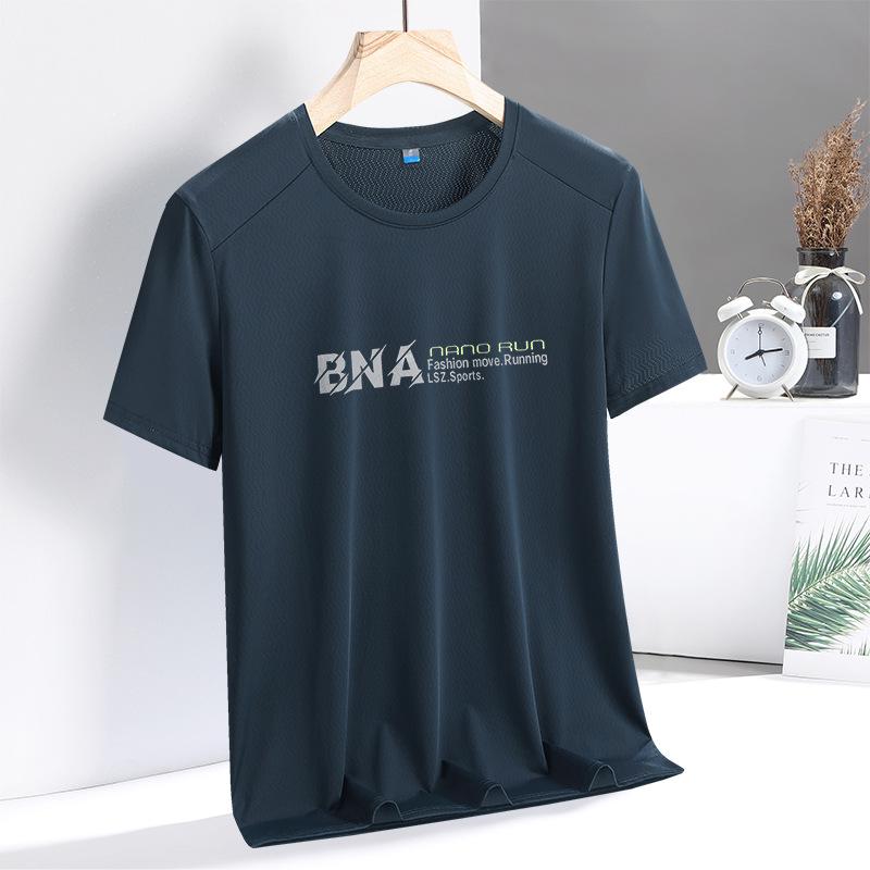 Футболка Dm Large Ice Silk, летняя, свободная, для фитнеса, бега, повседневная, с коротким рукавом, базовая рубашка