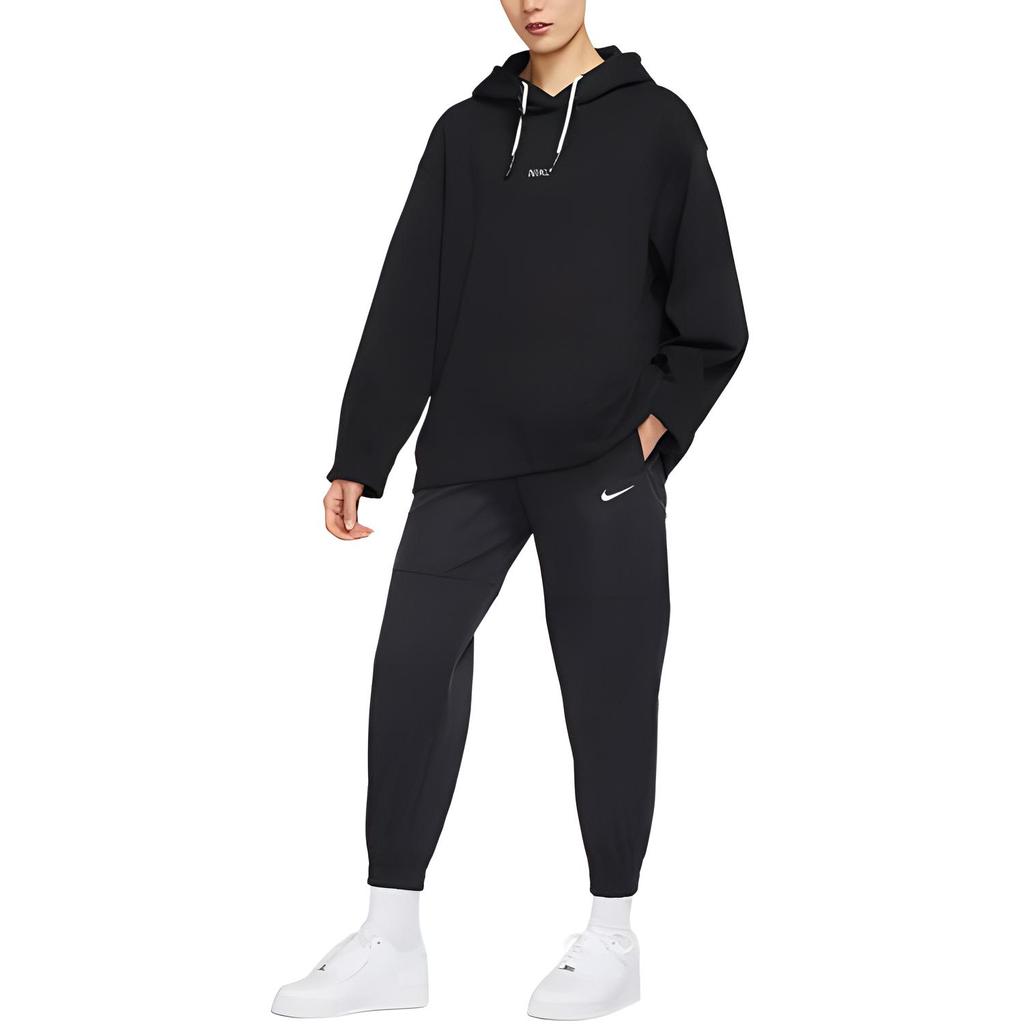 Nike Свободный флисовый свитер с капюшоном, женский топ, черный DO7409-010