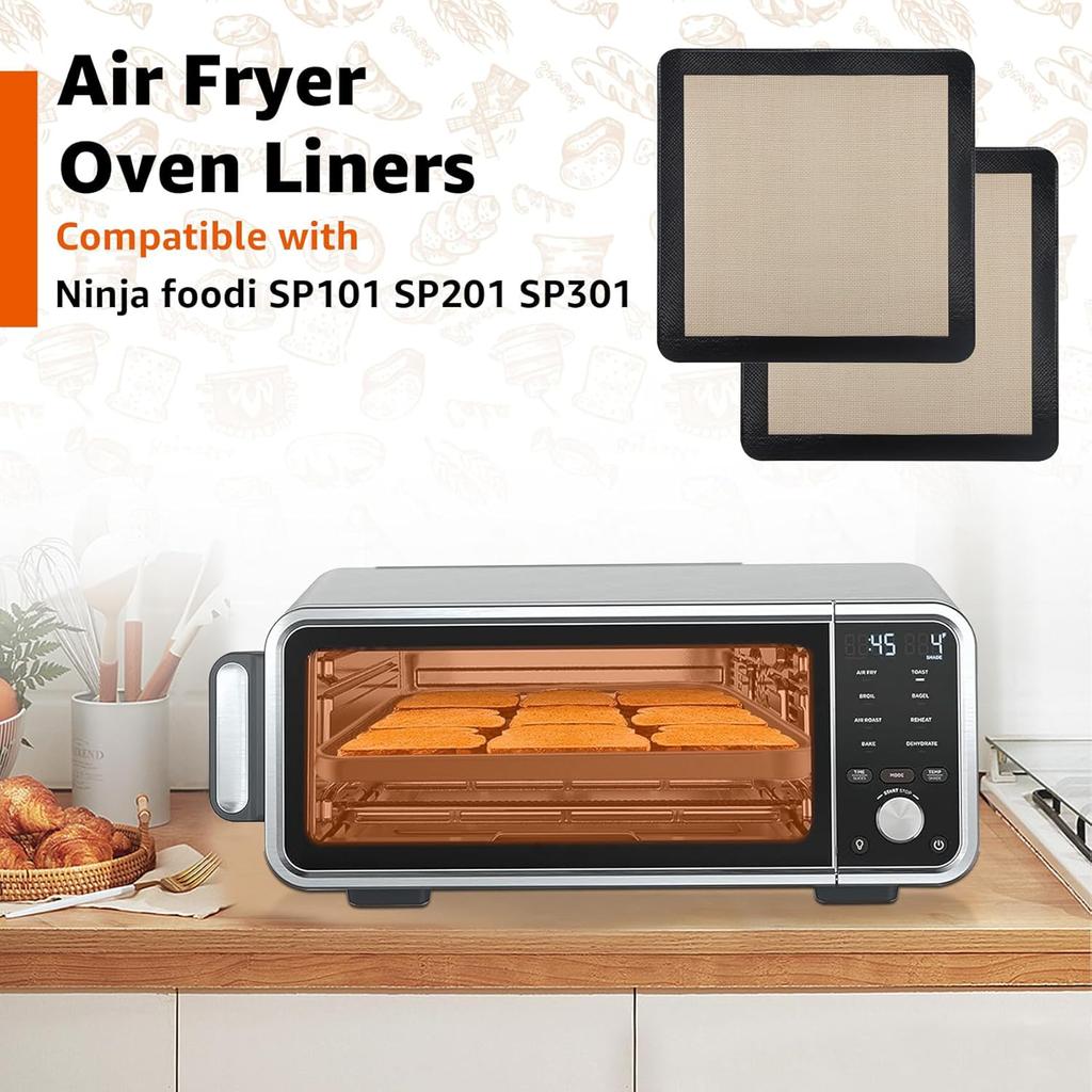 2Pcs Silicone Baking Mats for 12 Inch Cake Pan/12x12 Cheesecake Pan/Toaster Oven Air Fryer Liner, 11.75"Square Food Grade Silicone Mats for Baking,