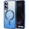 Protective Case - BOOLING - for Samsung Galaxy S25 Edge - Soft Silicone - Shockproof - Glittery Blue