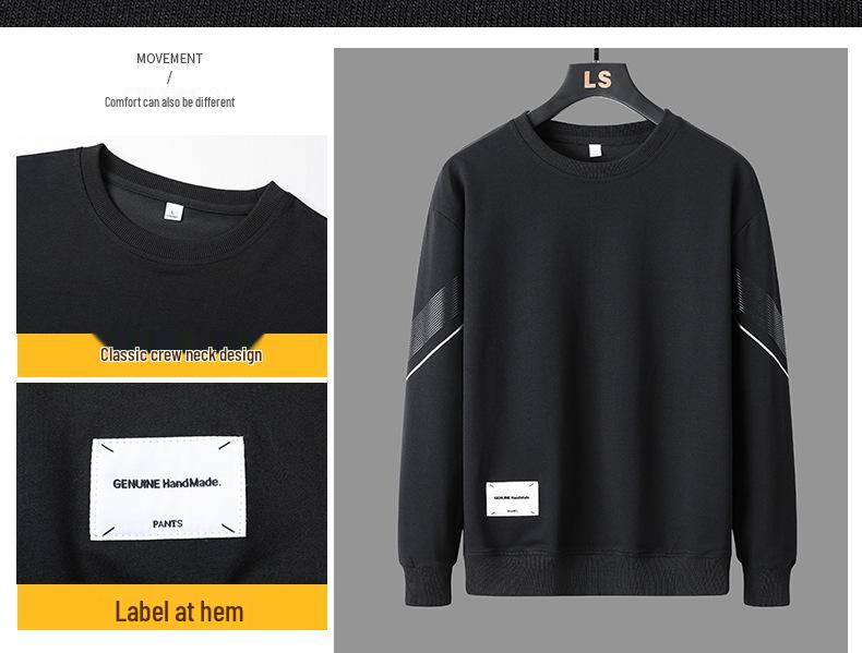 Men's Spring/Autumn Casual Sports Set: Jacket, Cropped Pants, Round Neck Sweatshirt, Long Sleeves, Complete Outfit.