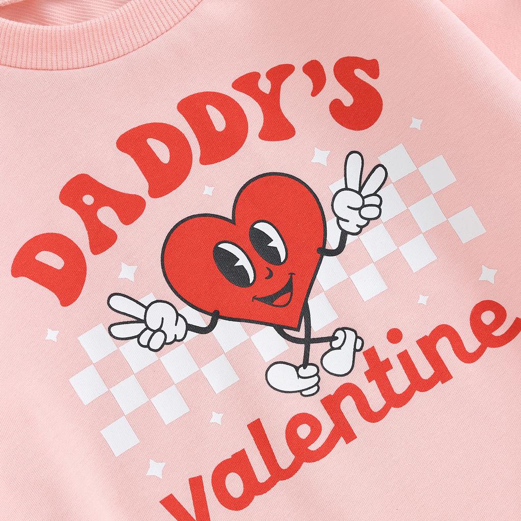 Детский комбинезон на День святого Валентина с длинными рукавами и круглым вырезом, с принтом в виде сердца и букв, комбинезон-толстовка