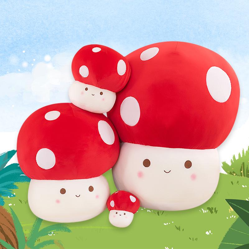 Adorable Red Mushroom Plush Toy & Pillow