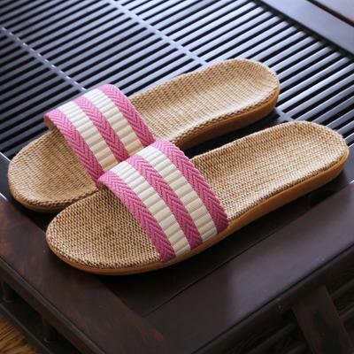 Новые льняные тапочки женские летние парные домашние с толстой подошвой нескользящие домашние мультяшные тапочки для прохлады по деревянному полу