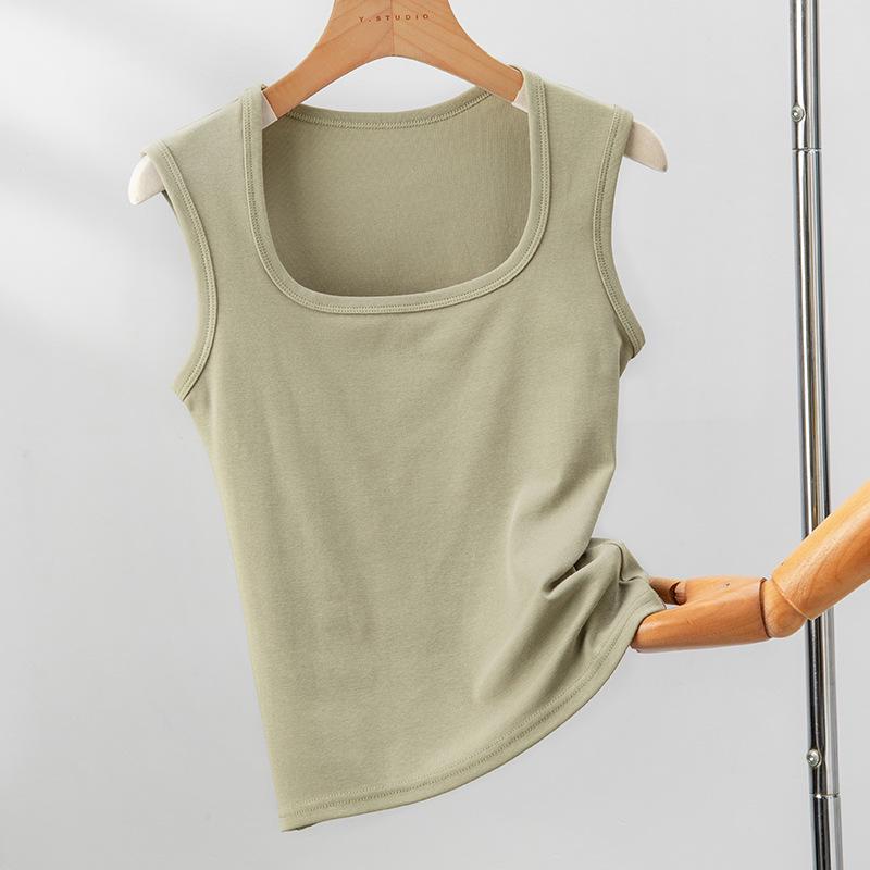 Women's Wide-Strap White Camisole: Pure Cotton, Large Size, All-Season, Beautiful Back Design, Side-Breast Coverage, Inner and Outer Wear.