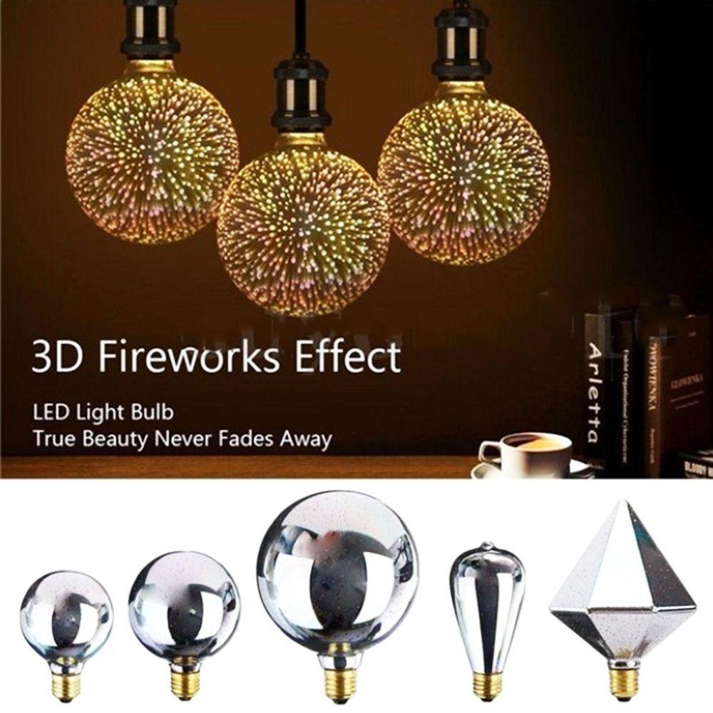 Шаровой светильник 3 Вт, винтовой разъем, держатель E27, стеклянная лампа Эдисона, 3D лампа для фейерверков, вечерние лампы