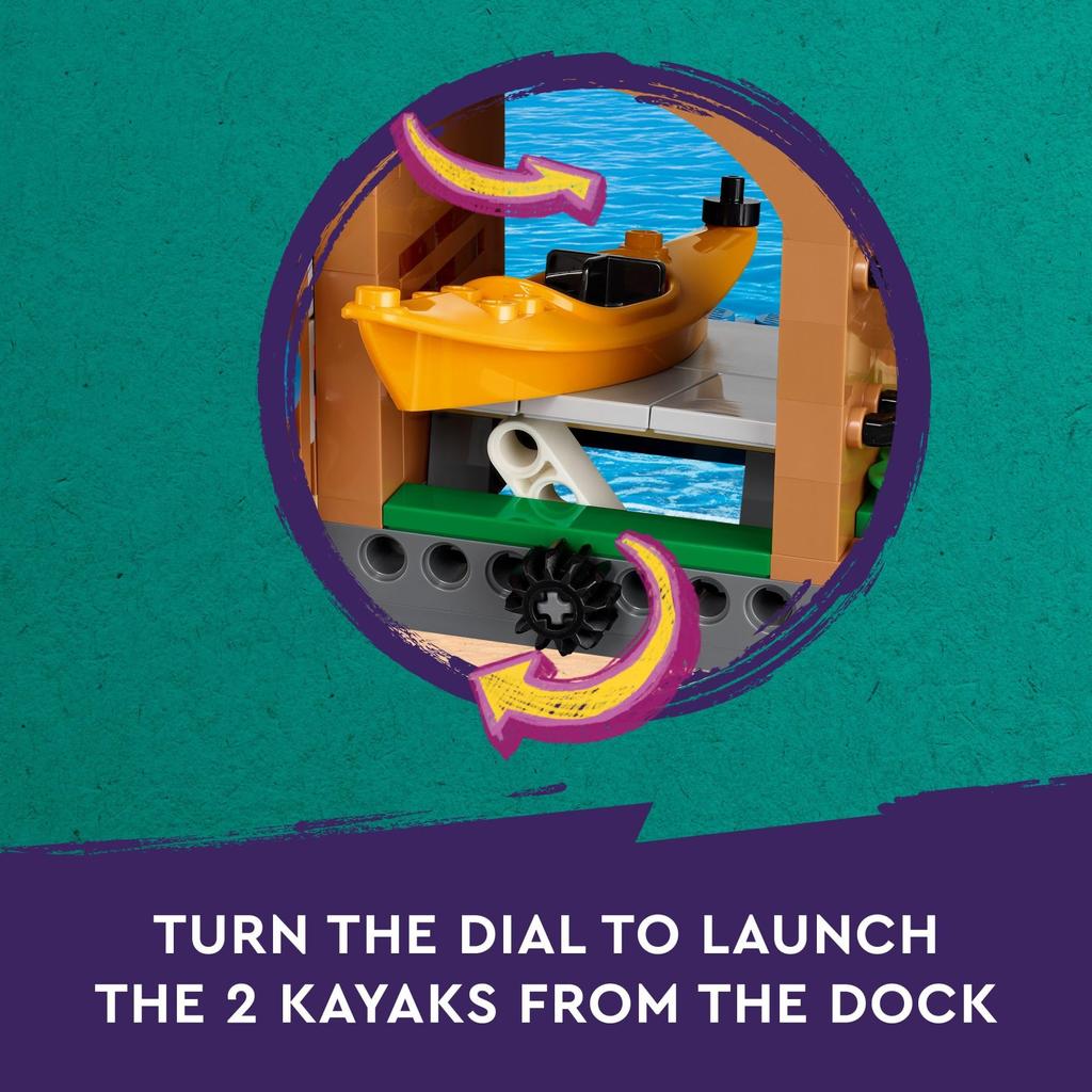 LEGO Друзья Приключенческий лагерь Водные виды спорта Игрушка для отдыха на открытом воздухе Конструктор Игровой подарок для девочек и мальчиков в возрасте Игрушка для кемпинга включает в себя 3 мини-кукольных персонажа и