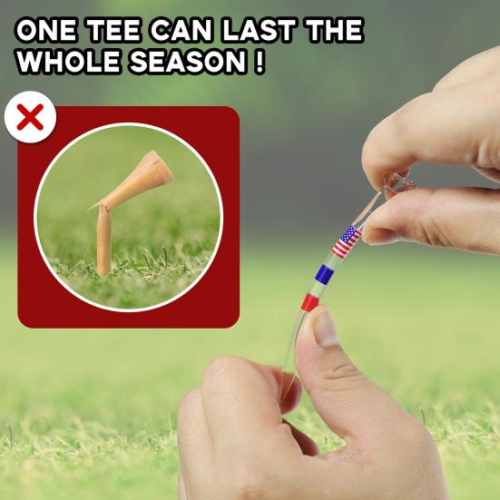 20 шт. футболки для гольфа, небьющиеся, уменьшающие трение, пластиковые, 83 мм, с принтом американского национального флага, прозрачные, многоразовые, длинные, с боковым вращением, длинные аксессуары для гольфа