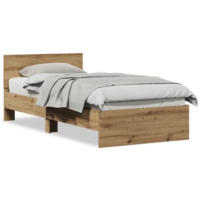 VidaXL Bed Frame Without Mattress with Artisan Oak Headboard 75x190 Cm 871661