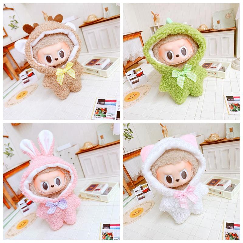 Doll Clothes for 17cm Labubu Dolls Cute Mini Plush Doll's Outfit Accessories Jumpsuit Hoodie Crawling Clothes DIY Fans Girl Gift