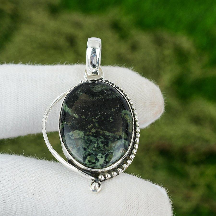 Easter Sale Oval Kambaba Jasper Gemstone 925 Silver Bezel Unique Pendant Jewelry